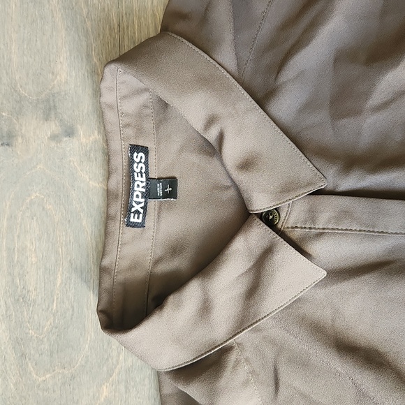 Olive Green Express Portifino Short Sleeve Shirt Dress Size L - Picture 4 of 4